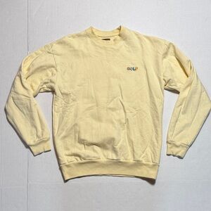 GOLF‎ WANG Men's Multi 3D Logo Butter Yellow Crewneck Sweatshirt 100% Cotton  M